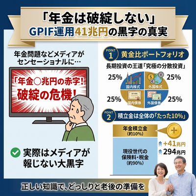 【年金は破綻しない】GPIF運用41兆円の黒字！メディアが報じない日本の年金の真実