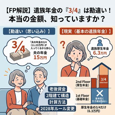 【FP解説】「夫の年金の3/4が遺族年金になる」は勘違い？正しい計算方法と老後資金の注意点