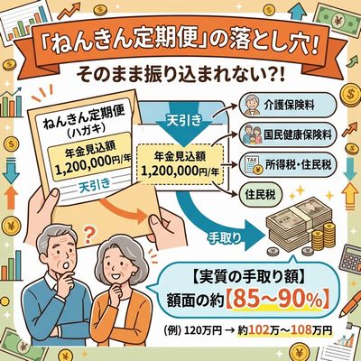 【ねんきん定期便】年金の手取りは額面の何割？引かれる税金と社会保険料について解説