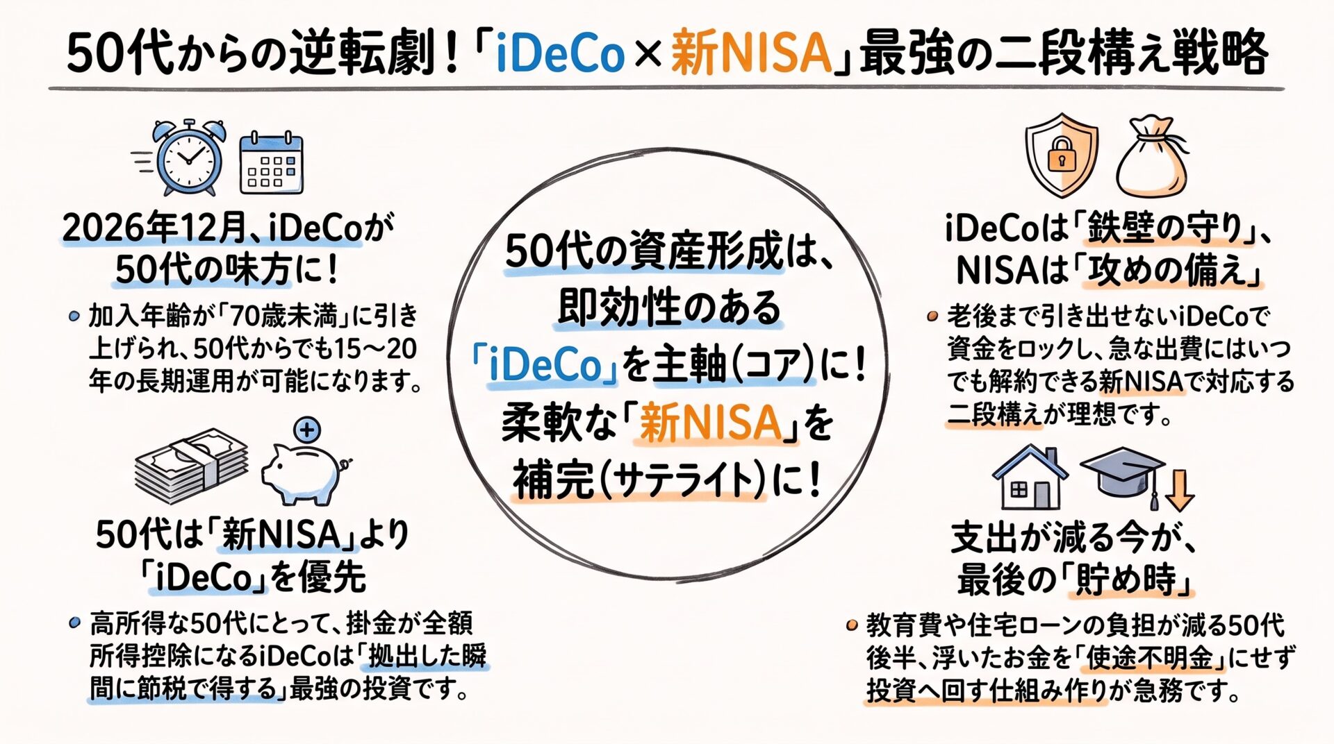 50代からの新NISA・iDeCo使い分け戦略|2026年改正で「70歳まで&上限拡大」が強力な追い風に!