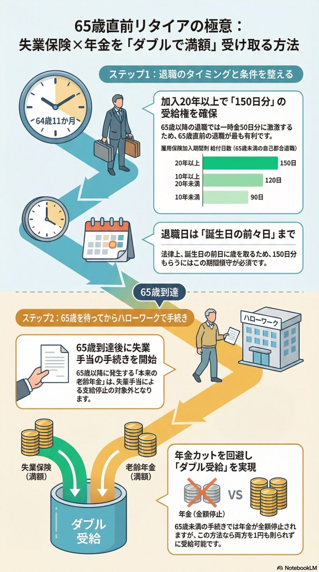 退職時期が64歳11か月か65歳かで経済的メリットが大きく変わる！